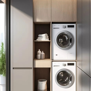 Best-Selling Modern <strong>Laundry</strong> <strong>Cabinet</strong> with Marble Countertop &amp; Soft-Close Doors for Apartment Use - Product Image 1