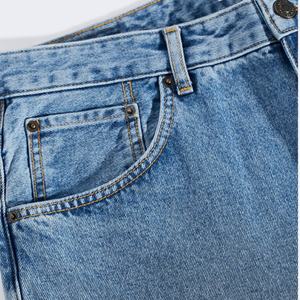 กางเกงยีนส์ทรงแบ็กกี้ผ้าฝ้ายคุณภาพสูงแบบซักอ่อนพิมพ์ลายตามสั่งขายส่ง OEM ปี 2022 สำหรับผู้ชาย - Product Image 3