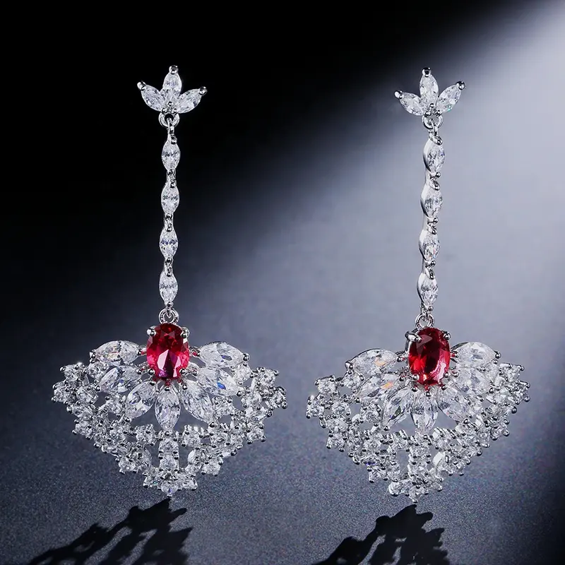 RAKOL EP633 Chất Lượng Cao Sang Trọng Pha Lê Bridal Bông Tai Trang Sức Độc Đáo Moissanite Chandelier Earrings Phụ Nữ