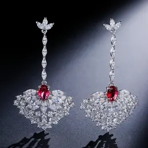 RAKOL EP633 high quality luxury crystal bridal earrings jewelry unique moissanite chandelier earrings women