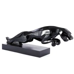 고품질 블랙 팬더-조각 인물 수지 선물 동상 판매 동물 조각 레오파드
