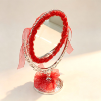 Miroir de Maquillage de Bureau Ours Adorable Rotatif à 360°, Miroir Cosmétique de Table Vintage en Dentelle, Ornement de Maison, Cadeau d'Anniversaire et de Mariage, Vente en Gros