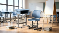 Prix d'usine – Mobilier de classe gris réglable – Bureau et chaise ergonomiques pour étudiants avec panier de rangement pour collèges et lycées