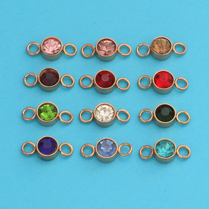 Pendentif en Acier Inoxydable Plaqué Or 18K PVD avec Zircon Coloré de 6mm, Breloque Pierre de Naissance en Acier Titane, 12 Mois, Accessoires de Bijoux DIY - Product Image 6