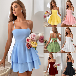 IStapromo Regalos Primavera Verano 2026 Estilo Breakout Vestido Corto Sexy con Tirantes y Lazo sin Espalda para Mujer - Product Image 3