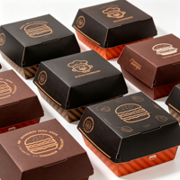 Robuste Umweltfreundliche Kraftpapier Faltbare Hamburger-Box Vierfarbig Bedrucktes Logo Heißprägung Ölfeste Einweg-Takeaway-Box