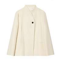 Nouvelle collection 2026 – Manteau décontracté pour femme, blanc uni, coupe ample, col mandarin, bouton unique, respirant, en polyester