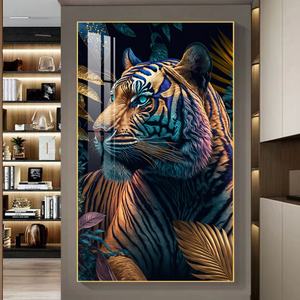 Póster de Arte Mural con Estampado de Elefante, León y Tigre, Estilo Nórdico Moderno, Pintura de Porcelana de Cristal de Lujo con Luz LED para Decoración del Hogar - Product Image 6