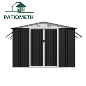 Abri <span class=keywords><strong>de</strong></span> jardin marron 12x10 pieds avec <span class=keywords><strong>porte</strong></span> coulissante et 4 fenêtres, abri <span class=keywords><strong>de</strong></span> rangement extérieur en métal à <span class=keywords><strong>toit</strong></span> en pente - Product Image 3