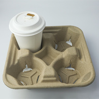 Porte-gobelets jetable en pulpe de bagasse de canne à sucre biodégradable Green Olive Premium, diamètre 90 mm, pour 2/4 gobelets, plateau de transport pour boissons chaudes