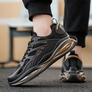 Zapatillas Deportivas para Hombre, para Todas las Temporadas, de Corte Bajo, para Correr, con Detalles en Negro y Dorado, Cómodas, con Cordones, Suela de Goma Resistente y Antideslizante - Product Image 6