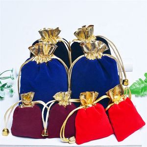 Bolsa de terciopelo rojo al por mayor en stock para joyería, bolsa con cordón para cuentas, embalaje de joyas - Product Image 2