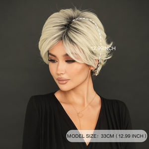 วิกผมพิกซี่สำหรับผู้หญิงสีบลอนด์เป็นสีเทาเข้มสำหรับผู้หญิงวิกผมสีขาวแบบไล่เฉดสีเทา - Product Image 4