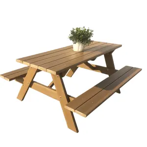 户外公园街木质野餐桌和长凳板条柚木户外家具木质长凳木材