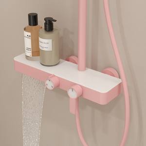 <span class=keywords><strong>Support</strong></span> <span class=keywords><strong>de</strong></span> rangement multifonctionnel rose Macaron ensemble <span class=keywords><strong>de</strong></span> <span class=keywords><strong>douche</strong></span> à double poignée avec barre coulissante système <span class=keywords><strong>de</strong></span> pomme <span class=keywords><strong>de</strong></span> <span class=keywords><strong>douche</strong></span> en laiton sortie d'eau cascade - Product Image 4