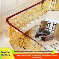 [Direct Usine] Main courante de luxe en alliage d'aluminium pour villas, garde-corps d'escalier personnalisé gaufré, installation au sol