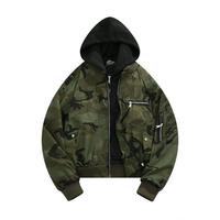 Veste bomber tactique camouflage pour homme, uniforme militaire, tissu camouflage épais, fermeture éclair, style varsity.