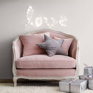 Fauteuil simple en <span class=keywords><strong>velours</strong></span> <span class=keywords><strong>rose</strong></span> français de style nordique, en bois massif, pour salon de villa, mobilier rétro - Product Image 4