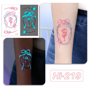 Pegatinas de Tatuajes Temporales Luminosas Multicolores, Estilo Floral Coreano Y2K, 18 Diseños, Durabilidad de hasta 1 Semana - Product Image 5