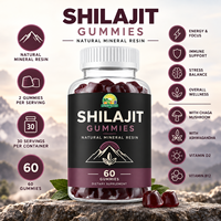 Gummies de Shilajit OEM, 60 unités, résine de Shilajit pure de l'Himalaya, saveur végétalienne délicieuse, Shilajit Puro Original pour hommes et femmes