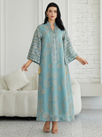 Abaya du Moyen-Orient pour femmes, robe musulmane élégante, robes kaftan brodées, robes kaftan arabes de Dubaï, jalabiya pour femmes