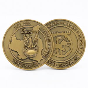 Moneda Conmemorativa del 100 Aniversario del Broche Eslavo con Águila, Medalla de Recuerdo de <span class=keywords><strong>Historia</strong></span> Europea de Aleación de Zinc con Acabado de Latón Antiguo, Sin Cantidad Mínima de Pedido - Product Image 1