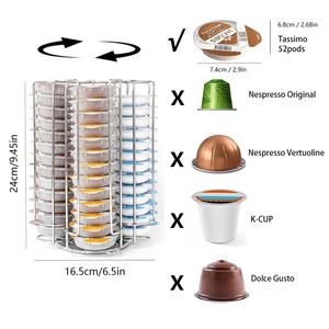 Porta Cápsulas de Café <span class=keywords><strong>Tassimo</strong></span>, para 52 Cápsulas, 360 °   Exhibidor Giratorio de Hierro Cromado - Multifuncional para el Hogar y la Sala de Descanso - Product Image 6