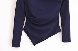 Kar & OT Za 2024 Bộ sưu tập 3644328 mùa thu dài tay co giãn bất đối xứng dáng ôm đơn giản dễ phối đồ thời trang mới hàng đầu nữ cổ điển - Product Image 5