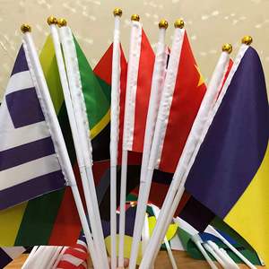 Mini drapeaux à agiter à la main avec manche en plastique, logo personnalisé imprimé, petits drapeaux promotionnels personnalisés pour événements et défilés - Product Image 4