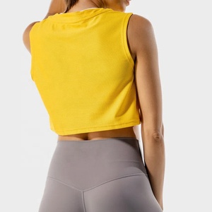 <span class=keywords><strong>Ropa</strong></span> personalizada para mujer, chaleco musculoso para correr, venta al por mayor, Tops cortos recortados para mujer, camiseta sin mangas de algodón 100% - Product Image 6