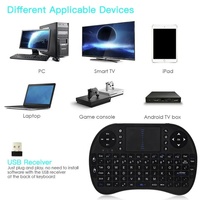Clavier mécanique sans fil 2-en-1 Factory I8 Mini 2.4G avec pavé tactile, rétroéclairage couleur, souris aérienne, télécommande ultra-fine étanche
