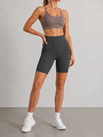 Shorts de yoga sans coutures pour le sport, taille haute, extensibles dans 4 directions, compression, coupe ajustée, sans effet camel toe, taille non roulante, pour le rehaussement des fessiers