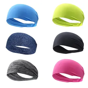 Customized Logo Solid Color Blank Plain Unisex Highly Elastic Polyester Sweat Absorption Sports Headband