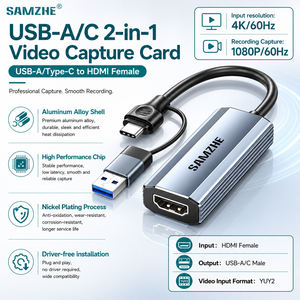 Carte de capture <span class=keywords><strong>vidéo</strong></span> SAMZHE USB 3.0/Type-C vers HDMI, entrée 4K pour PS5/NS, té<span class=keywords><strong>l</strong></span>éphone, caméra, jeux, streaming <span class=keywords><strong>en</strong></span> direct, enregistreur, dispositif de capture - Product Image 1