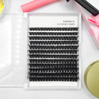 Kit d'extension de cils DIY en gros Logo personnalisé 0.07mm D Curl Cils individuels en grappe pleine bande Marque privée Auto-cils