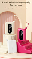 Nouvelle batterie externe portable 10000mAh avec écran LED, charge rapide 10W, entrée USB, sortie Type-C, câbles intégrés pour téléphones