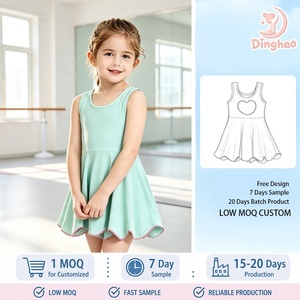 Abito da festa per bambina DH ODM <span class=keywords><strong>Chic</strong></span> Mint Heart Back, con bordi smerlati a contrasto, senza maniche, stile boutique, per bambine. - Product Image 1