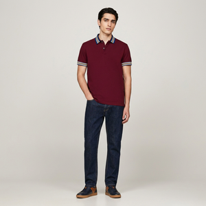 Usine directe chemise de rugby pour hommes Logo brodé personnalisé rayé poignets col nouveau Design tricoté polos couleur contrastée - Product Image 1