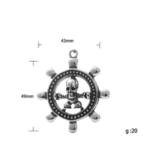 yunnique Stainless Steel <b>Ship</b> <b>Wheel</b> Skull Pendant Necklace Men's Retro Fashion Jewelry 190187 - Product Image 5