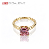 Bague de fiançailles solitaire GIGAJEWE en or massif 9K 14K 18K avec moissanite rose taille trèfle 1,2 ct 7 mm