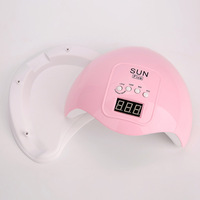 Lampe à Ongles UV LED USB Sun Five avec Écran, 48W Professionnel, Séchage Gel pour Salons et Domicile, Rose Blanc, Séchoir à Ongles Économique