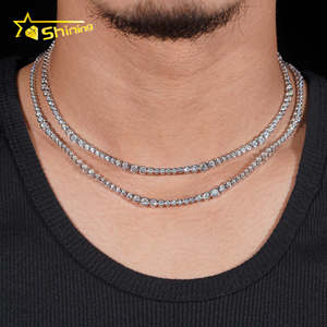 Kalung Choker desain mewah baru Bezel Moissanite 925 perak <span class=keywords><strong>Sterling</strong></span> 2MM rantai tenis Moissanite Hip Hop untuk pria wanita - Product Image 3