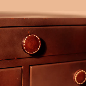Tiradores de cajón de latón de cuero de grano superior curtido vegetalmente hechos a mano, suaves y anticolisión, para gabinetes de cocina y herrajes de muebles personalizados - Product Image 2