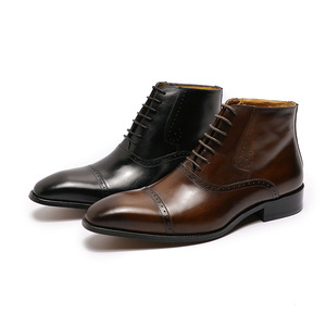 Chaussures en cuir pour hommes, style anglais, décontractées, pour l'hiver et l'automne, en daim lisse, avec bride à la cheville - Product Image 5