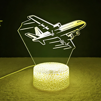 Lampe LED USB 3D en forme d'avion avec batterie, couleurs RGB, contrôle tactile, lumière de nuit moderne et contemporaine pour la chambre à coucher et la décoration scolaire