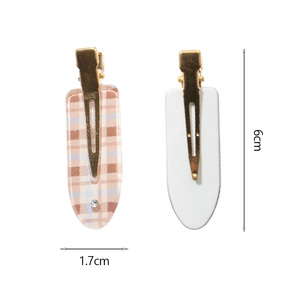 En gros Pinces à cheveux rétro françaises <span class=keywords><strong>sans</strong></span> pli, Pinces de maquillage à carreaux, Pinces crocodiles <span class=keywords><strong>sans</strong></span> pli pour le coiffage, Accessoires pour femmes - Product Image 2