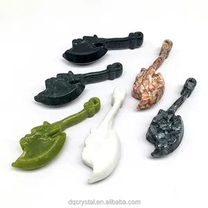 wholesale natural crystal stone mix materials Axe hand made crystal crafts heading obsidian carving for fengshui decoration