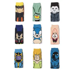 Красочные дизайнерские креативные аниме модные жаккардовые носки с вышивкой в стиле унисекс из чесаного хлопка счастливые носки