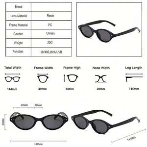 Lunettes de soleil ovales petites couleur bonbon anti-lumière bleue UV400 avec rivets vintage 2025 pour femmes - Product Image 5