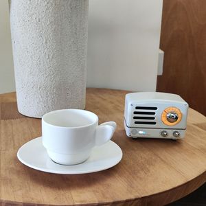 <b>Creative</b> European Style Ceramic Coffee Cup Saucer Set Pure White Mini Latte Cup Afternoon Tea Cup Simple Design Porcelain <b>Gift</b> - Product Image 4